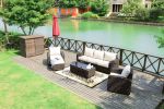 Direct Wicker Aluminum 5-piece Outdoor PE Rattan Wicker Sofa Rattan Patio Garden Furniture ,Gray(D0102HXJWHT)
