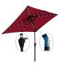 10 x 6.5t Rectangular Patio Solar LED Lighted Outdoor Umbrella with Crank and Push Button Tilt Burgundy RT(D0102HEBENG)