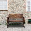 Rustic 2-Person Wooden Wagon Wheel Bench with Slatted Seat and Backrest XH(D0102HXSED8)