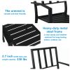 2pcs Backrest Vertical Grid Wrought Iron Dining Chair Black(D0102HP31XA)