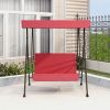 2-Seat Outdoor Patio Porch Swing Chair, Porch Lawn Swing With Removable Cushion And Convertible Canopy, Brown Red(D0102HX6DX2)
