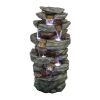 Outdoor Fountain 40.5inches High Rocks Outdoor Water Fountain with LED Lights(D0102HP31TA)