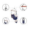 Oxford Cloth Hardwood With Cup Holder Wooden Stick Perforated 100kg Seaside Courtyard Oxford Cloth Hanging Chair Blue RT(D0102HETGSY)