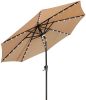9 Ft Market Outdoor Aluminum Table Umbrella with Solar LED Led lights and Push Button Tilt(D0102HPUZTY)