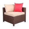 Outdoor 5-Piece Set patio furniture Sectional Sofa Sets All Weather Rattan Manual Wicker Conversation Set with Cushions and Table XH(D0102HEBCCY)