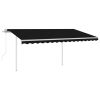 Automatic Retractable Awning with Posts 13.1'x9.8' Anthracite(D0102HXVM9P)