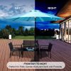 9 Ft Market Outdoor Aluminum Table Umbrella with Solar LED Led lights and Push Button Tilt(D0102HPUZTU)