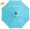 9 Ft Market Outdoor Aluminum Table Umbrella with Solar LED Led lights and Push Button Tilt(D0102HPUZTU)
