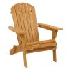 Folding Wooden Adirondack Lounger Chair with Natural Finish(D0102HPT90V)