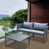 3 Pieces Patio Conversation Set Aluminum Outdoor Sofa(D0102HPNXNV)
