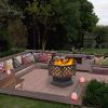 22" Hexagonal Shaped Iron Brazier Wood Burning Fire Pit Decoration for Backyard Poolside(D0102HRR21A)