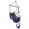 Oxford Cloth Hardwood With Cup Holder Wooden Stick Perforated 100kg Seaside Courtyard Oxford Cloth Hanging Chair Blue RT(D0102HETGSY)