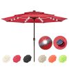 outdoor furniture 10Ft 3-Tiers 32LEDS Patio Umbrella Red(D0102HPUYAV)