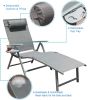 Aluminum Outdoor Folding Reclining Adjustable Chaise Lounge Chair with Cup Holder for Outdoor Patio Beach(D0102HPUDZ7)
