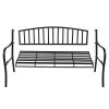 Free shipping 51" Patio Park Garden Outdoor Bench Patio Porch Chair Vintage Backyard Seat Furniture Iron Frame Black YJ(D0102HEB0LW)