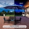 9 Ft Market Outdoor Aluminum Table Umbrella with Solar LED Led lights and Push Button Tilt(D0102HPUZUA)