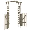Pergola with Gate 45.7"x15.7"x80.3" Gray Solid Firwood(D0102HXV872)