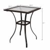 28.5 Inch Outdoor Patio Square Glass Top Table with Rattan Edging(D0102HPF2TV)