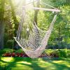 Indoor Outdoor Garden Cotton Hanging Rope Air/Sky Chair Swing Beige Hammocks(D0102HH09FA)